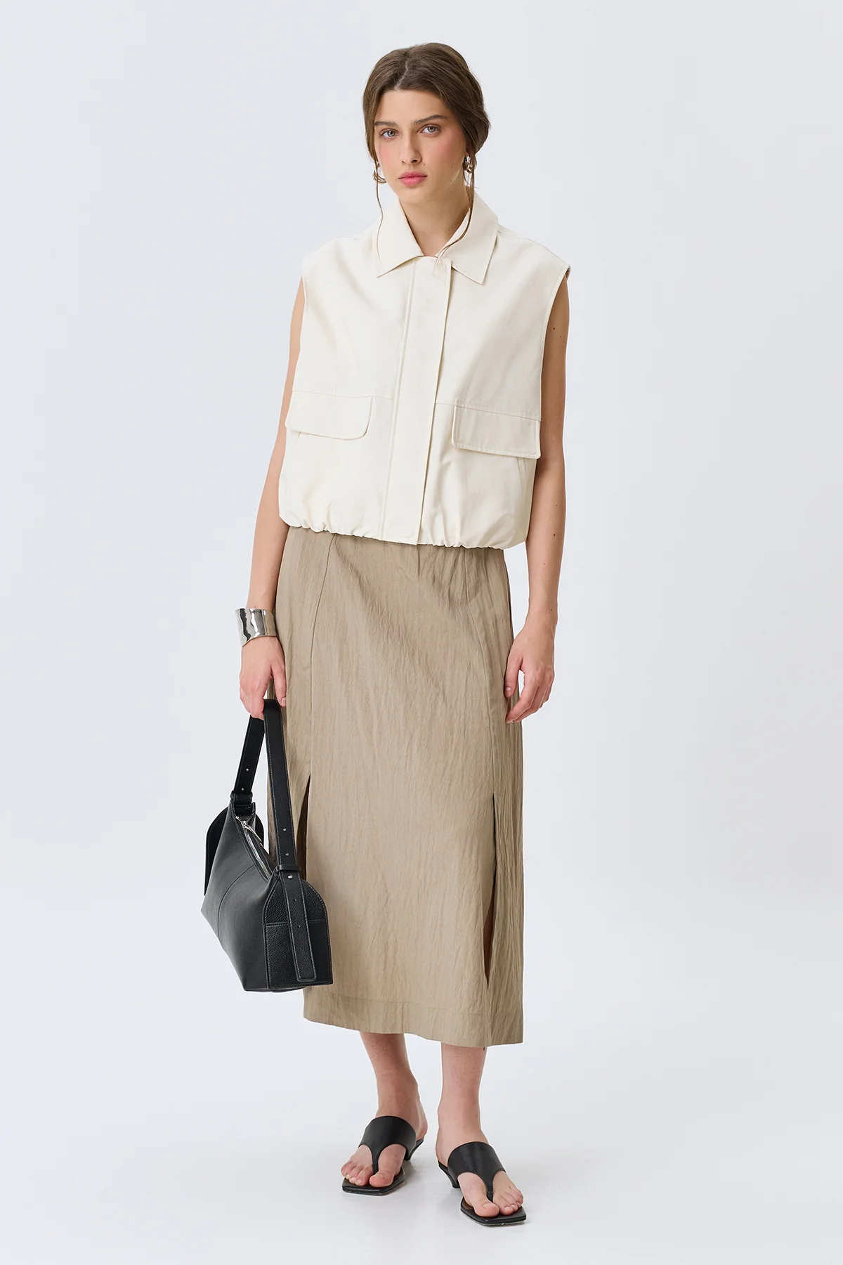 Свободная юбка из фактурной вискозы, 52