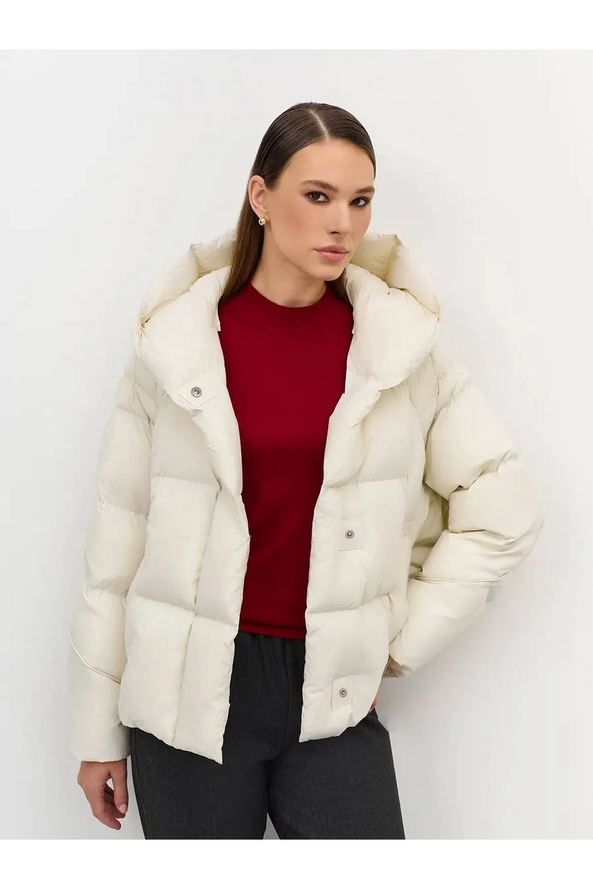 Лимитированная серия легкий короткий пуховик с плантином 46