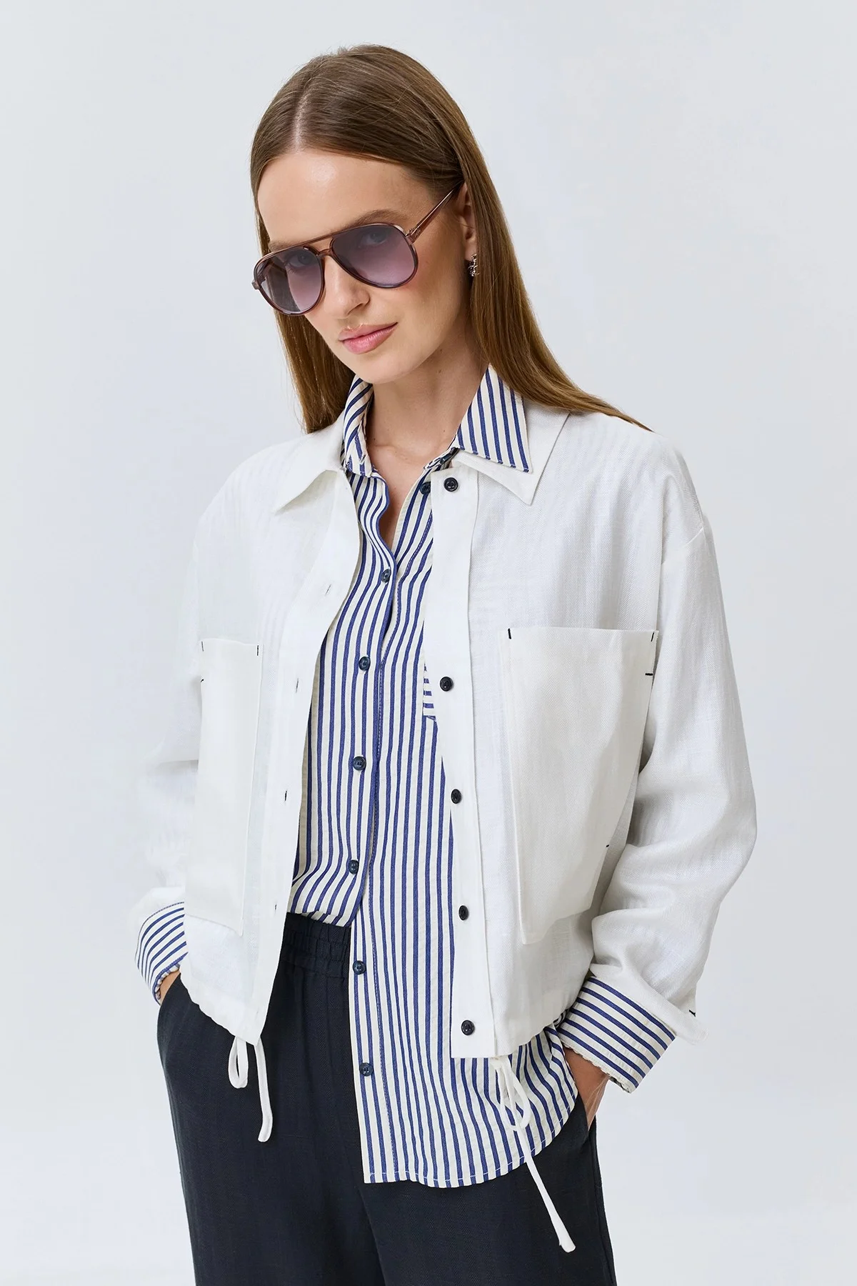 Жакет из тенселя и льна, 44