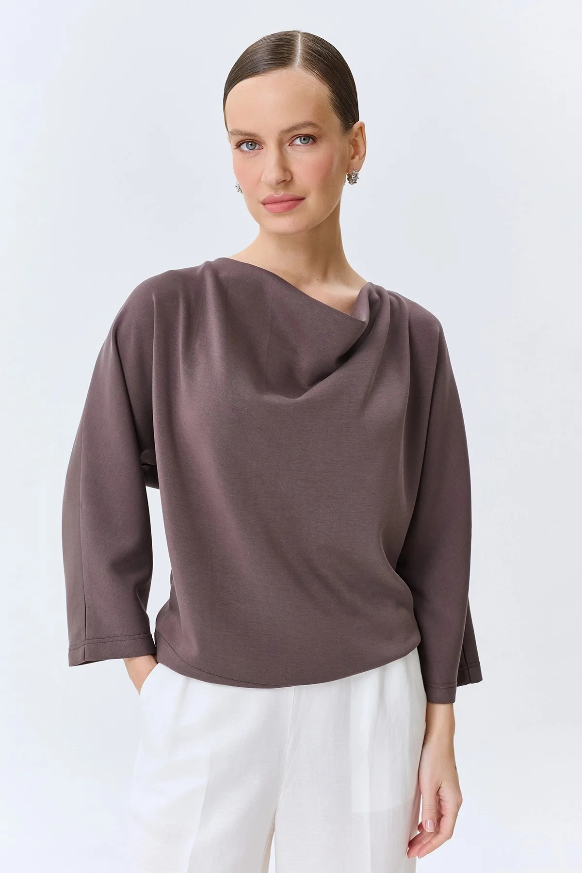 Джемпер из модала с драпировкой, 34