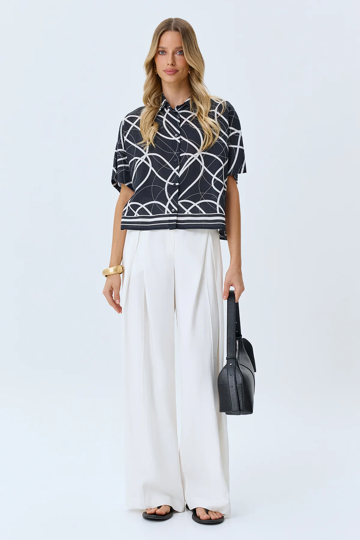 Блузка с абстрактным принтом, 42