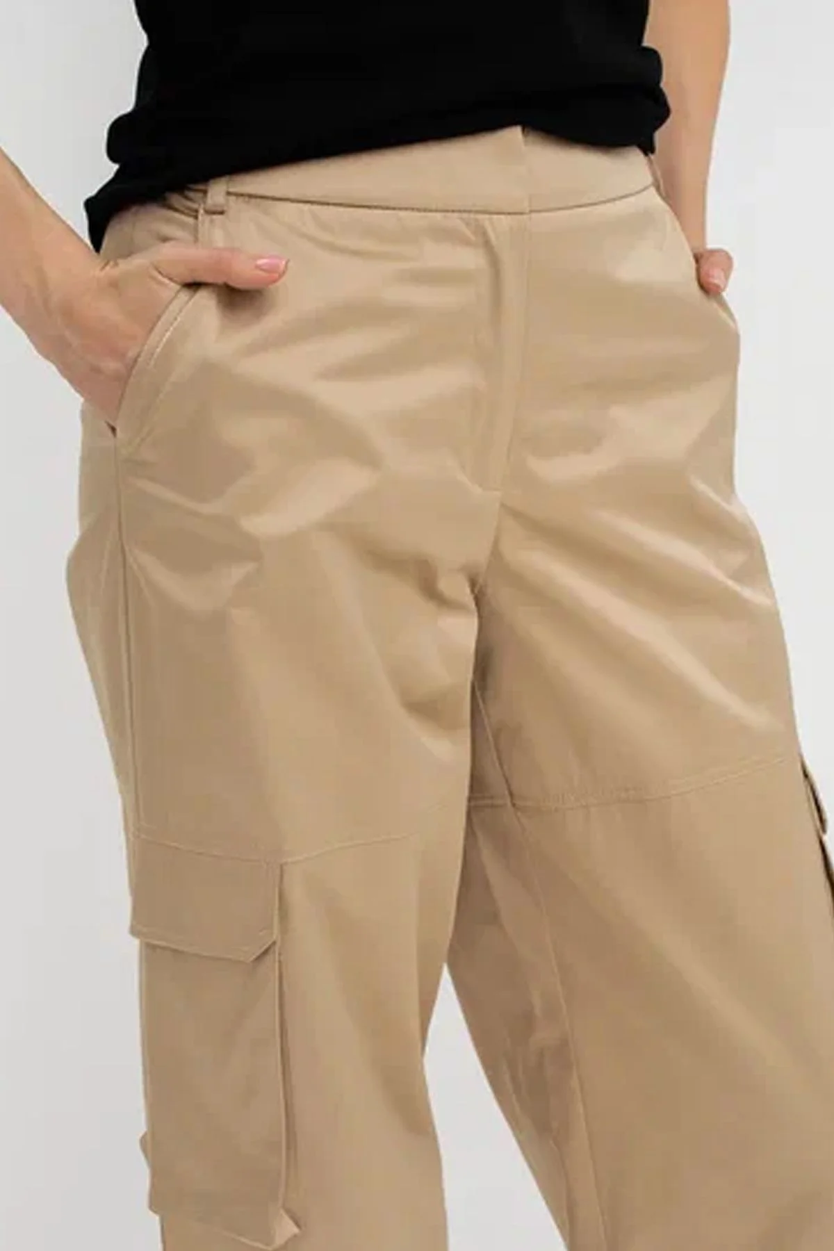 Брюки карго песочного цвета из сатиновой ткани, 40р