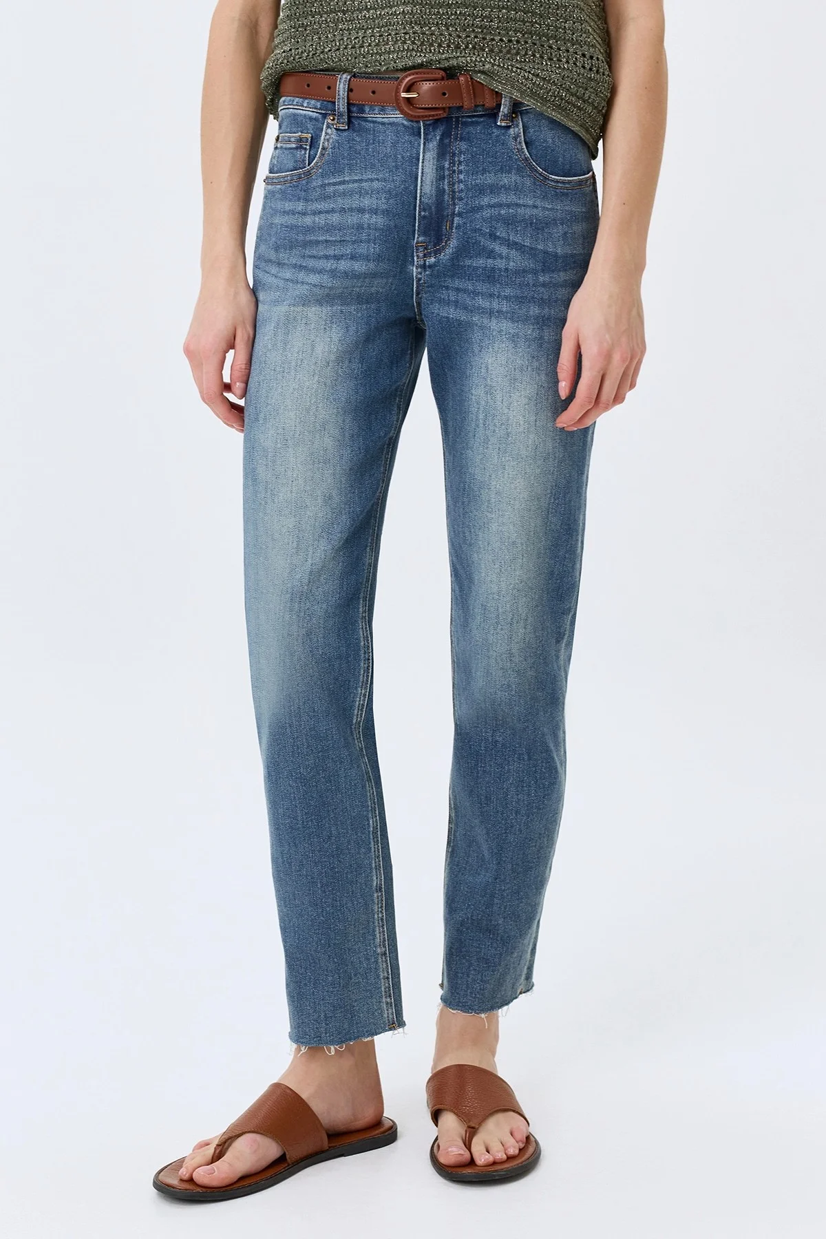 Зауженные джинсы с деликатной варкой, 42