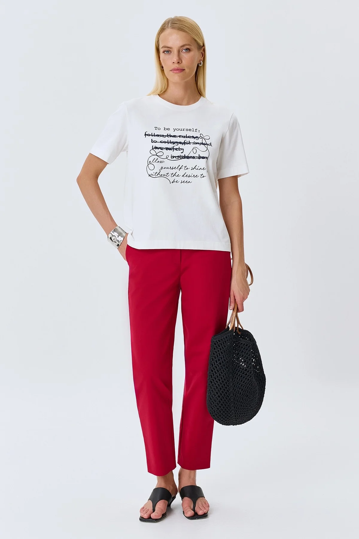 Яркие брюки из хлопка, 44