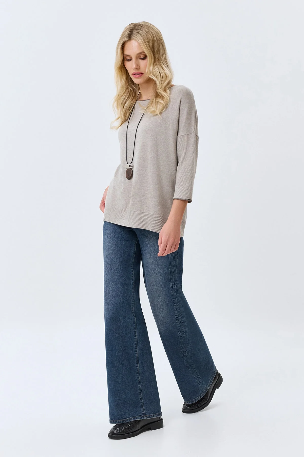 Джинсы Wide leg с акцентной варкой, 36