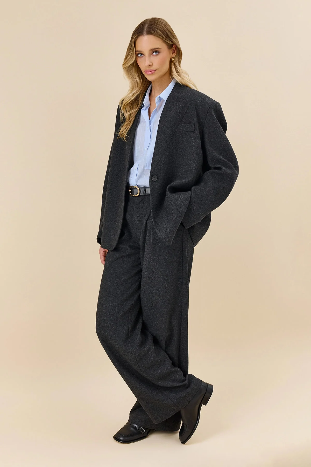 Шерстяной жакет Oversize в сером оттенке, 50