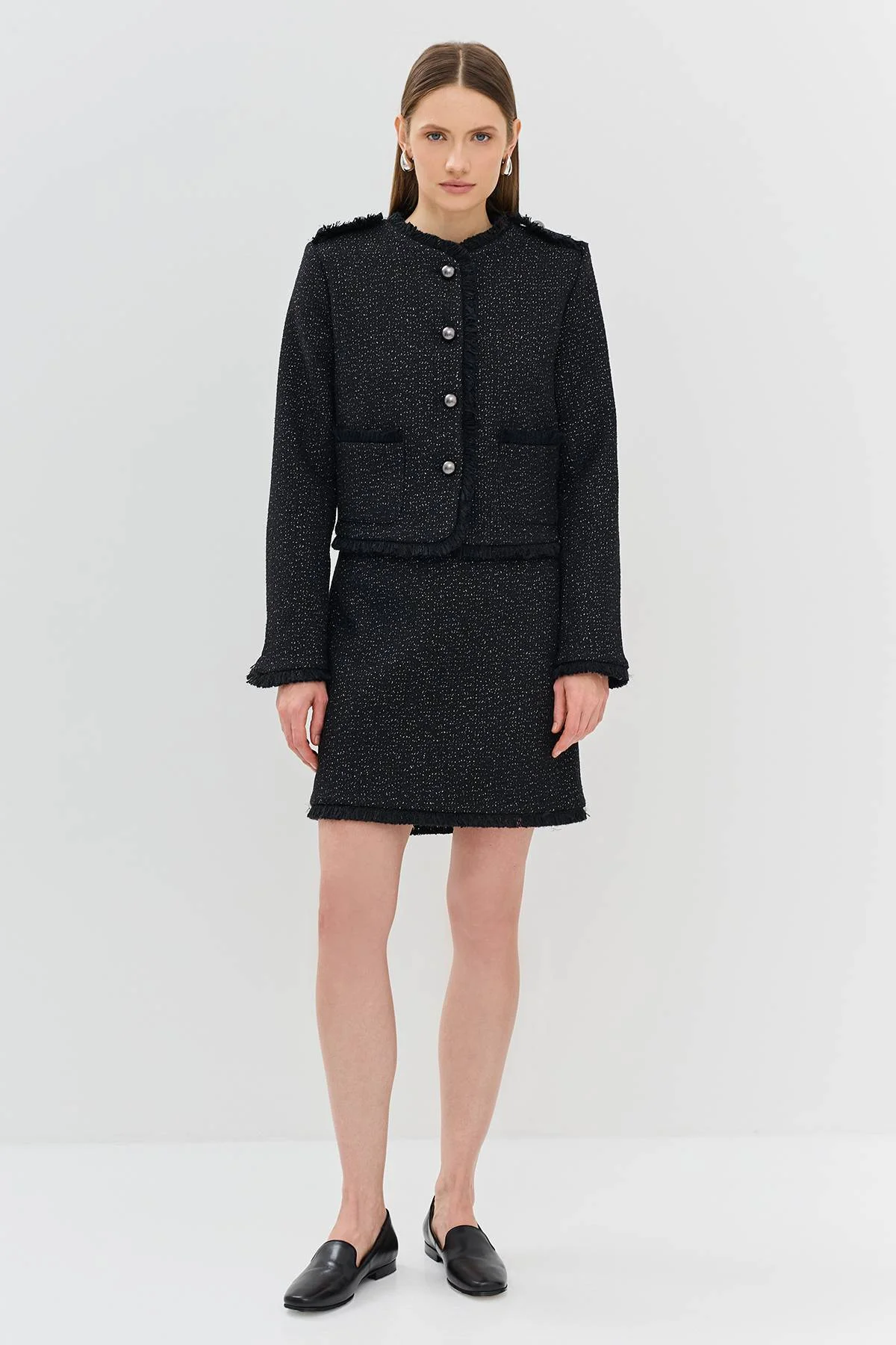 Лимитированная серия черный жакет с ремнем, 48