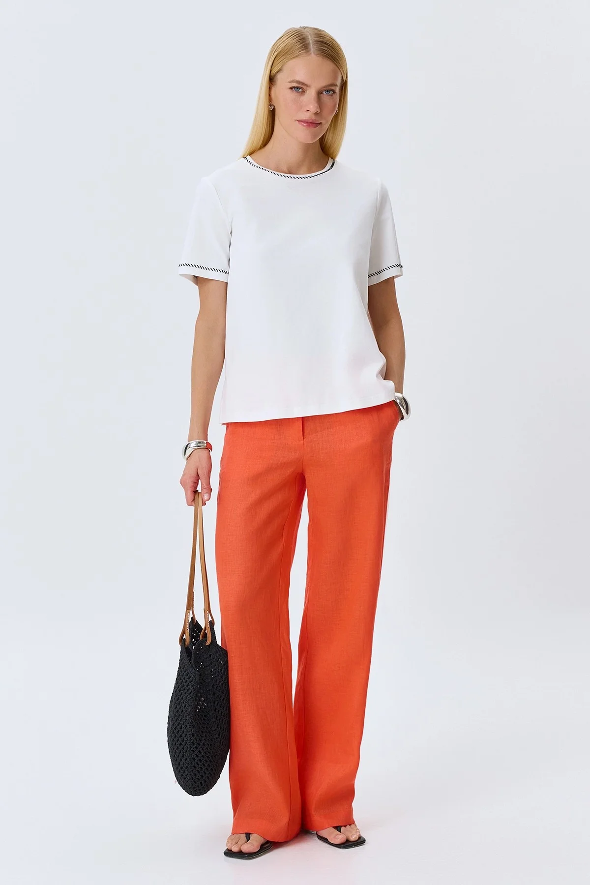 Футболка из 100% хлопка с ручным стежком, 42