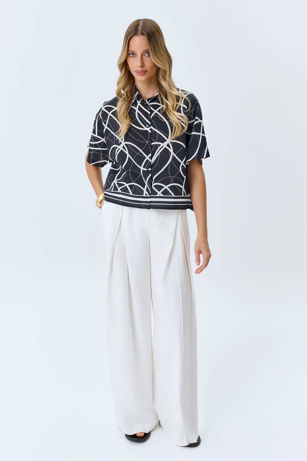 Блузка с абстрактным принтом, 42