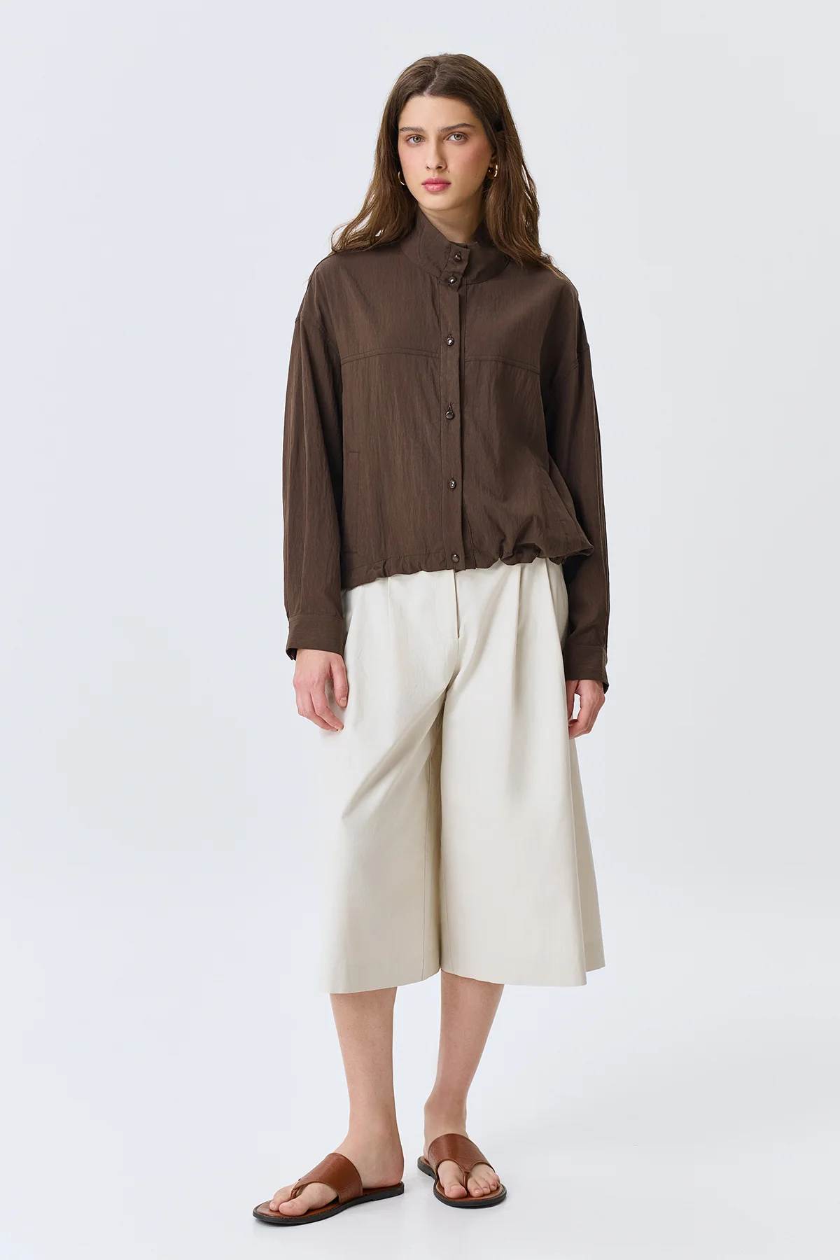 Жакет из тенселя с высоким воротником, 52