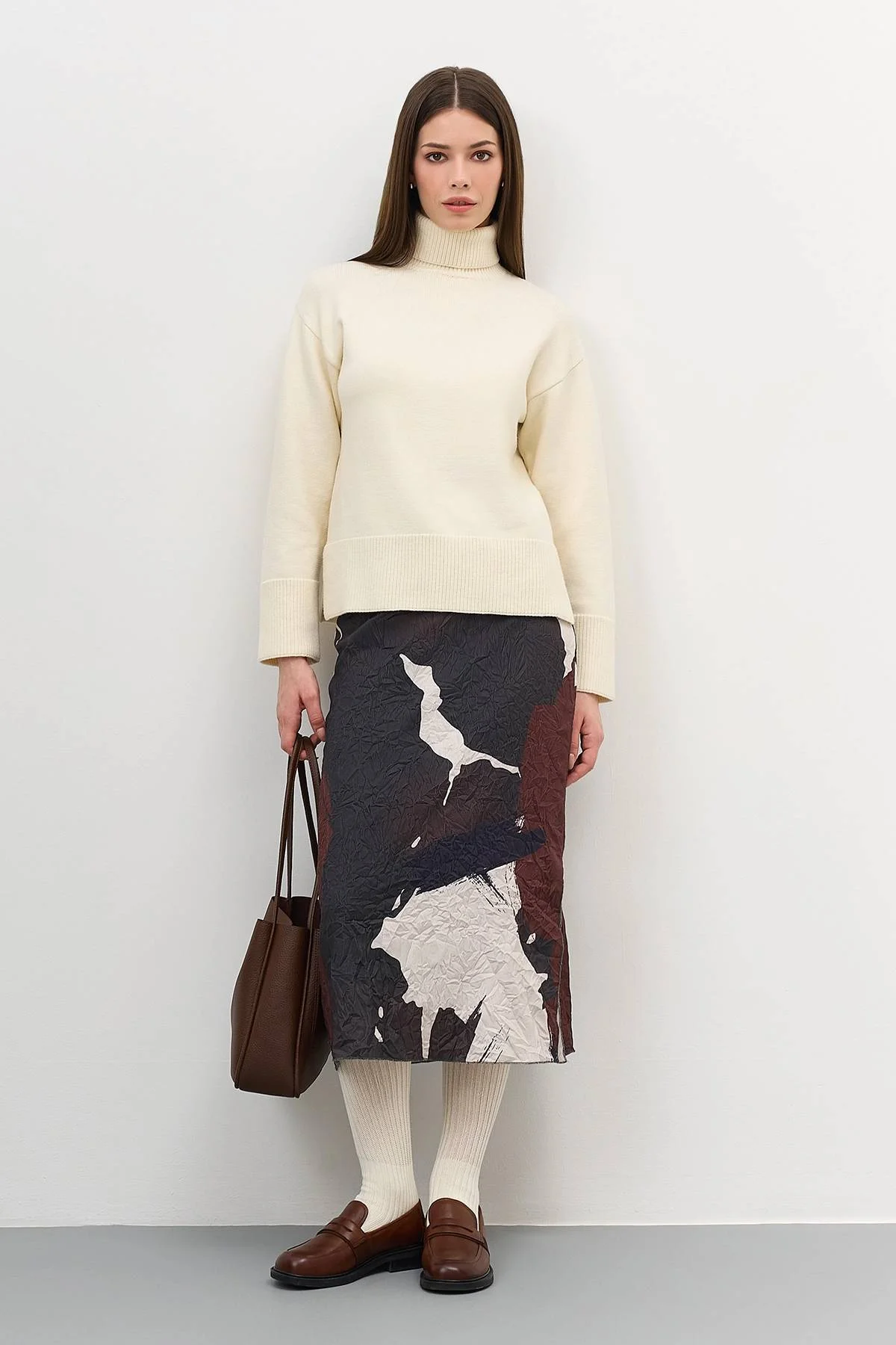 Джемпер с воротником гольф, 50