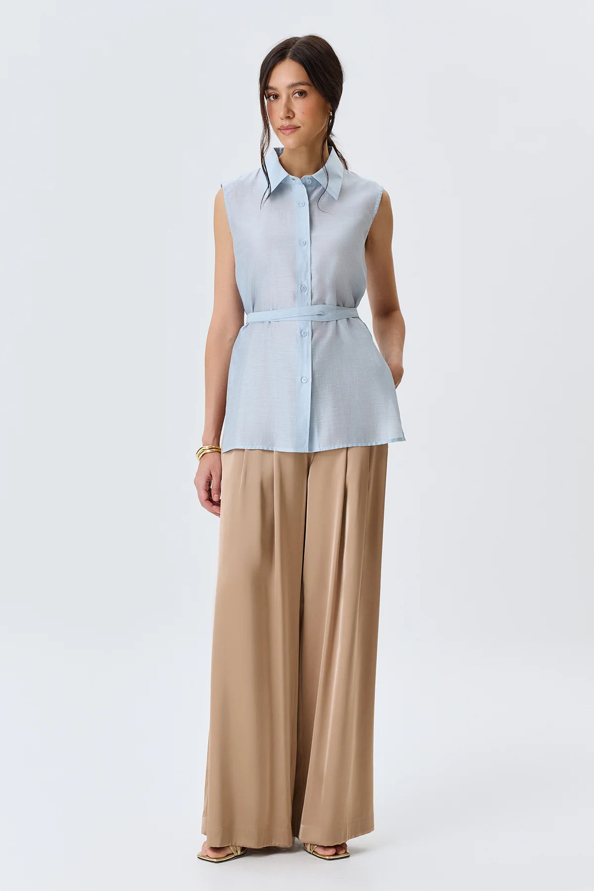 Сатиновые брюки палаццо, 50