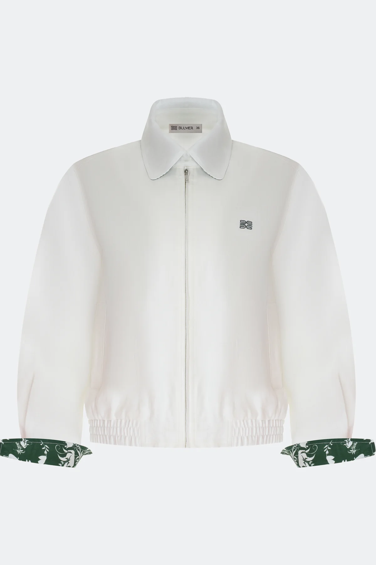 Бомбер из 100% льна с принтованными манжетами, 46