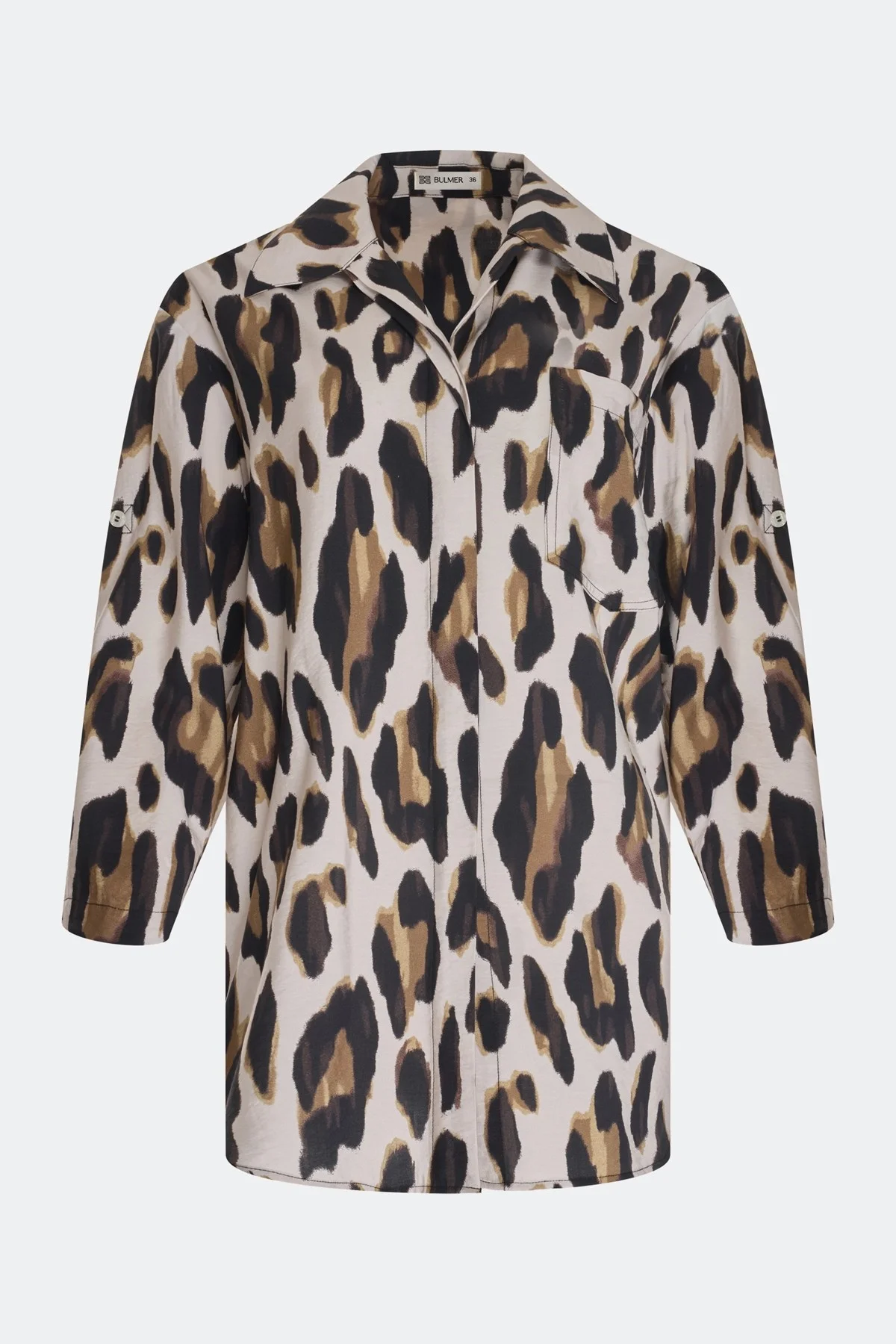 Удлиненная блузка с анималистичным принтом, 38