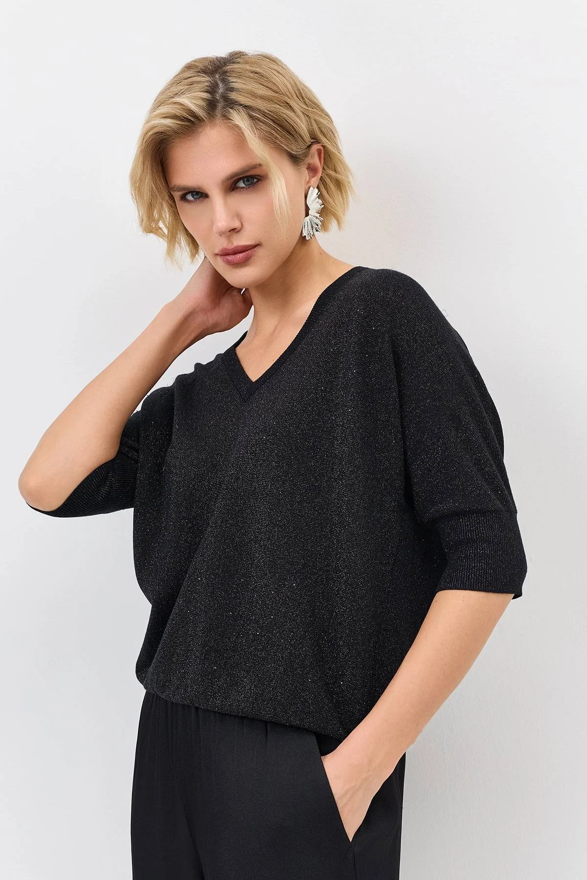 Лимитированная серия мерцающий джемпер с шелком и ремень, 38