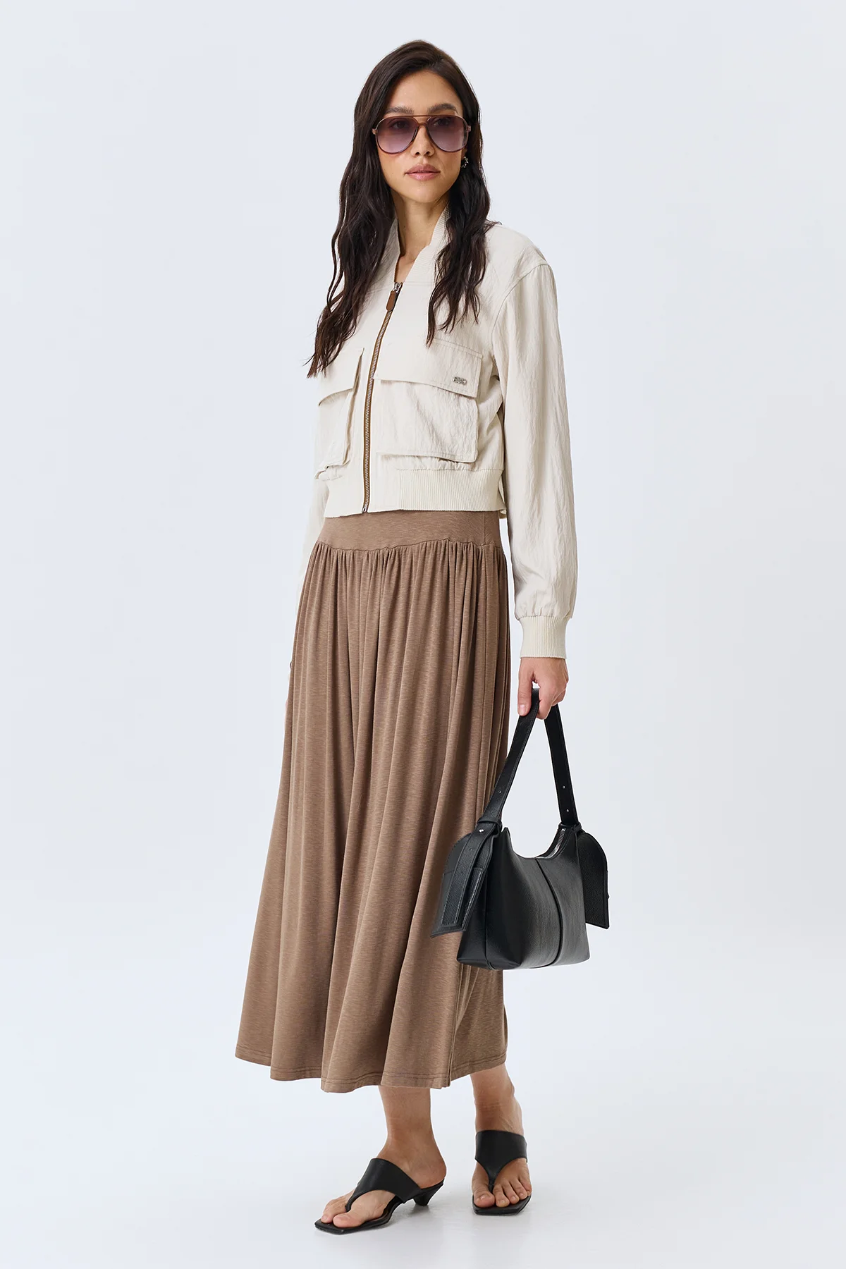 Свободная юбка в мягкую складку, 44