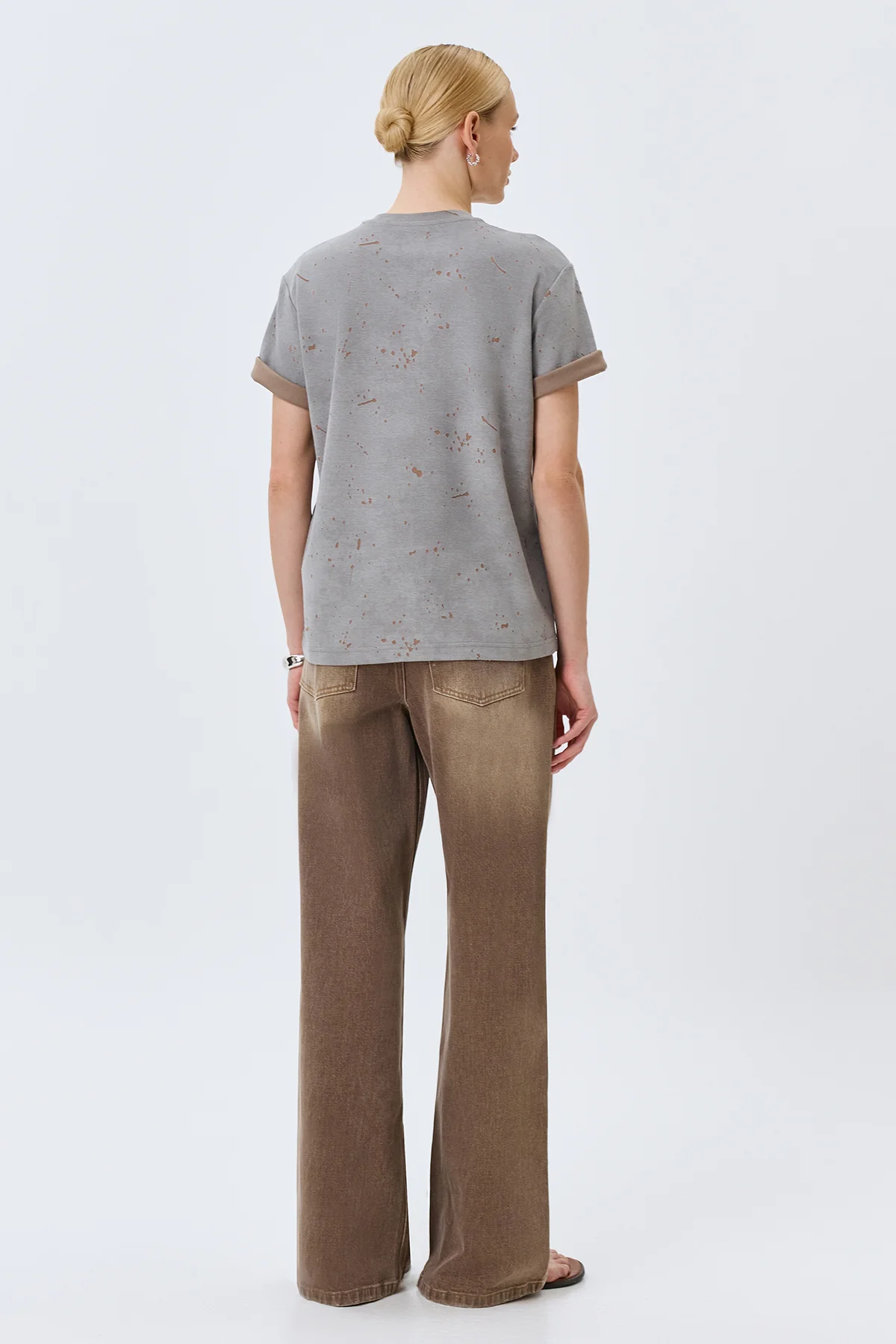 Широкие джинсы кофейного цвета, 50