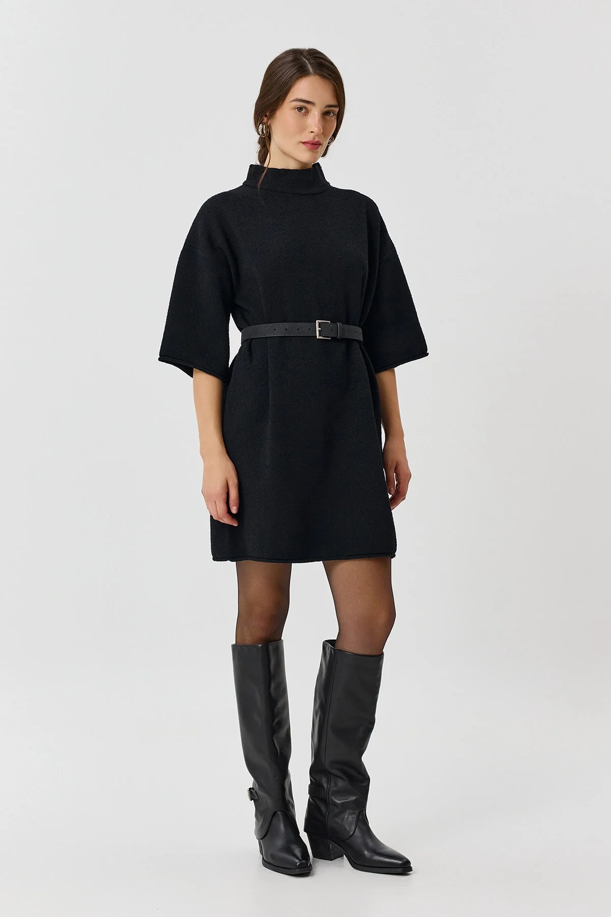 Oversize платье из трикотажа "букле", 50