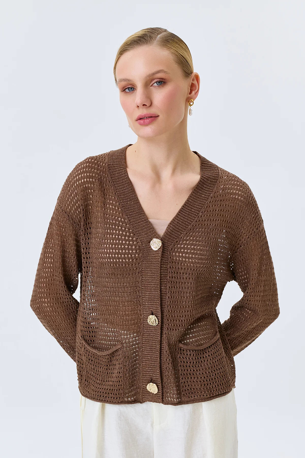 Ажурный кардиган из смесового лиоцелла, 42