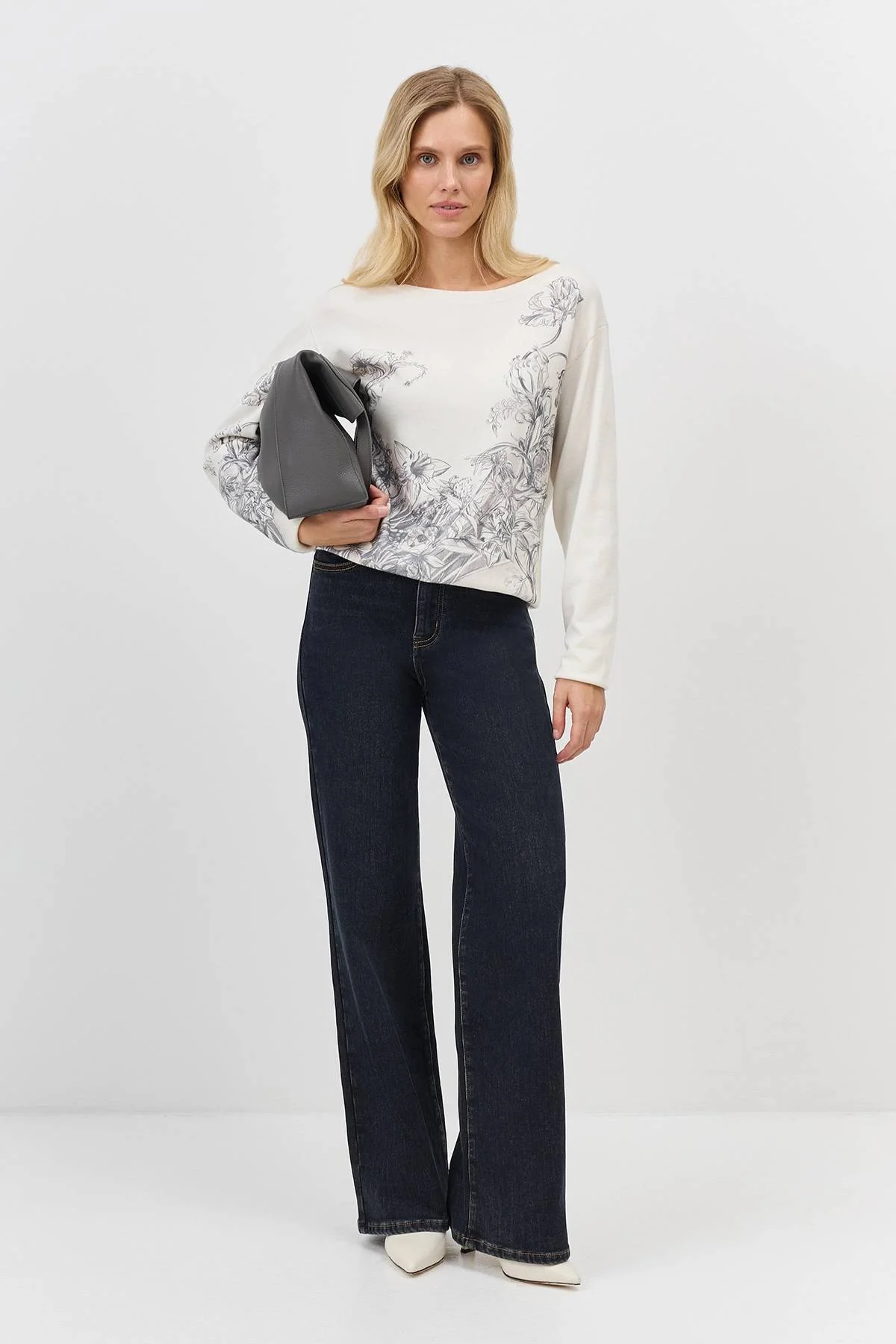 Утепленные широкие джинсы прямого силуэта, 34