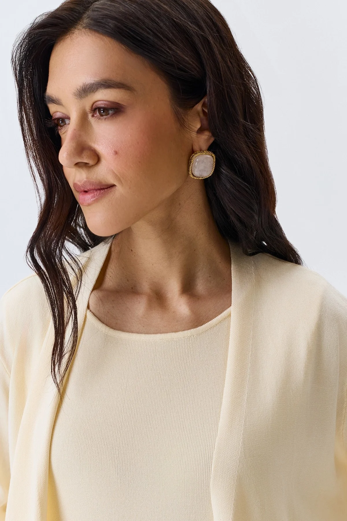 Молочный вязаный кардиган из лиоцелла, 44