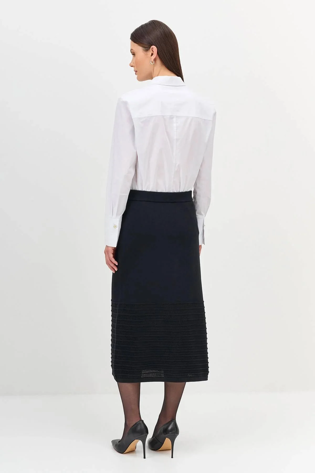 Вязаная юбка с ажурной вставкой, 34