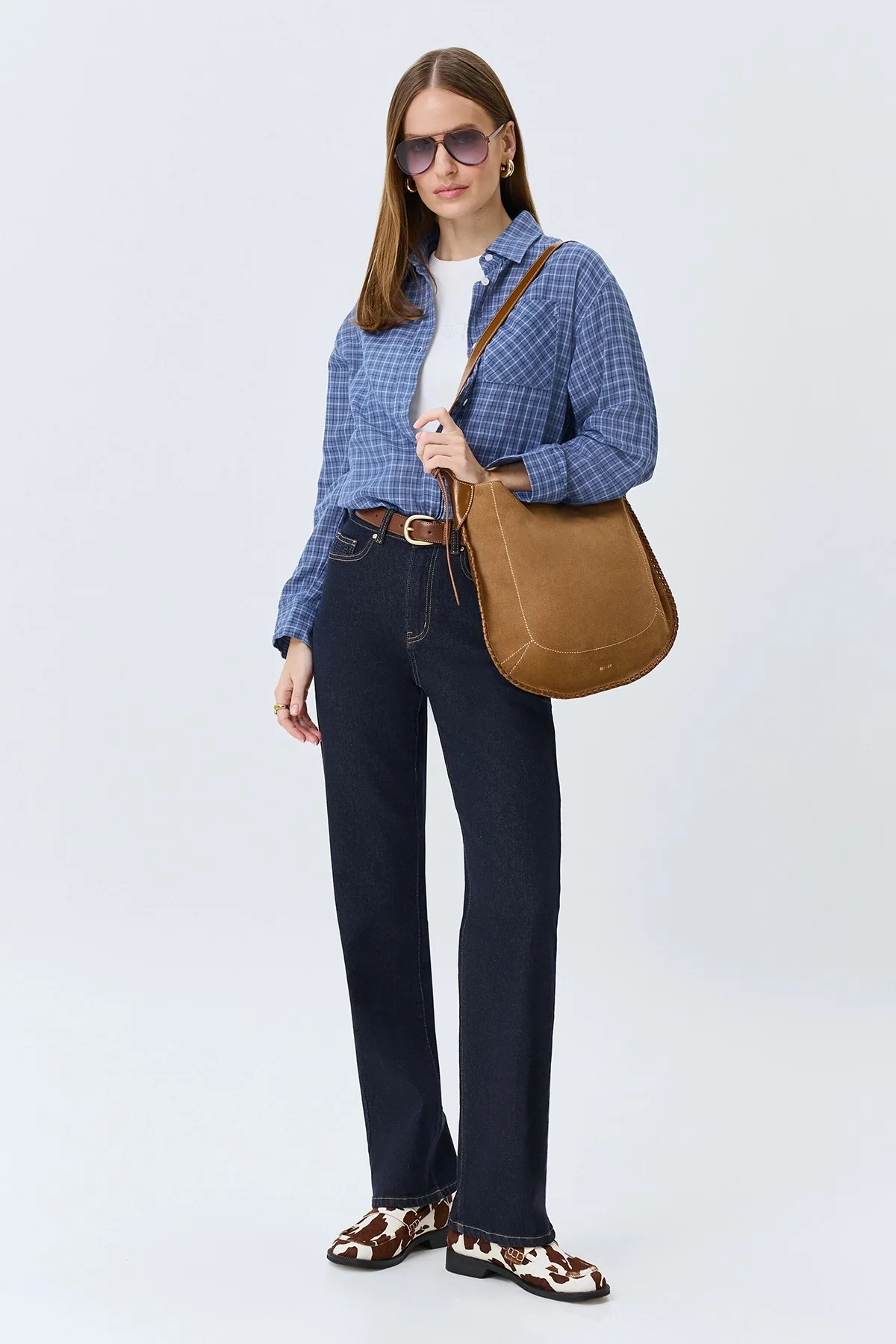 Комбинированная сумка из натуральной замши, One