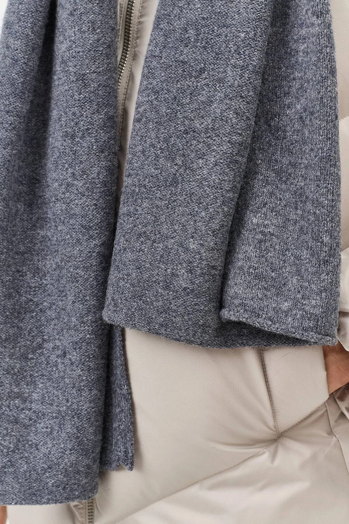 Серый вязаный шарф из 100% шерсти, One