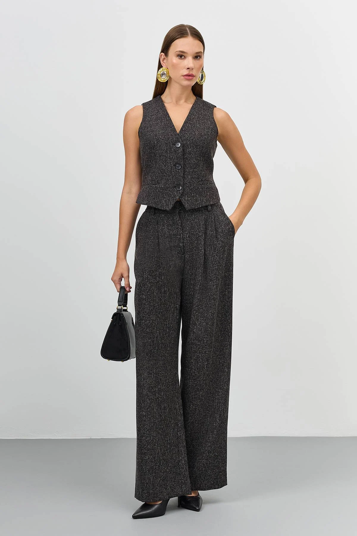 Лимитированная серия костюмный жилет из смесовой вискозы и ремень, 50