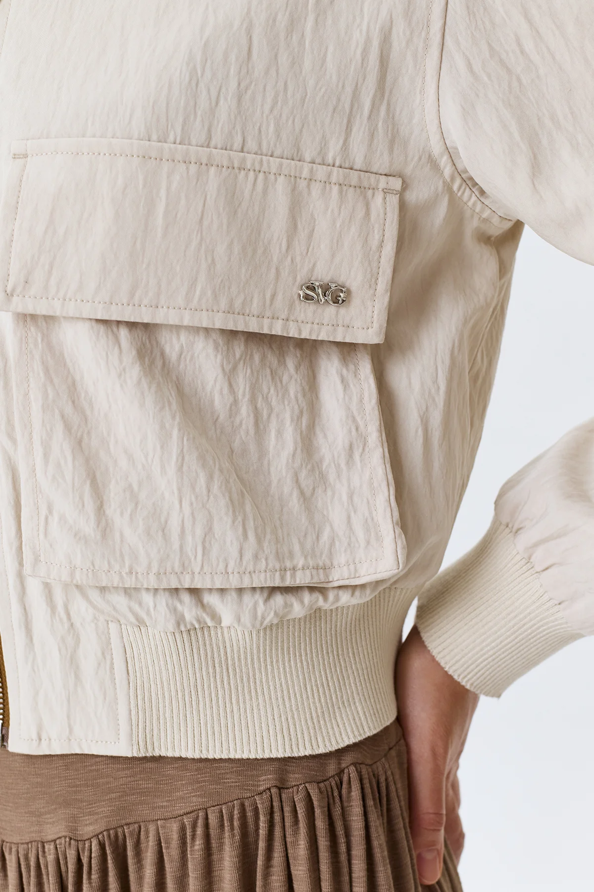 Укороченный бомбер с широким рибом, 42