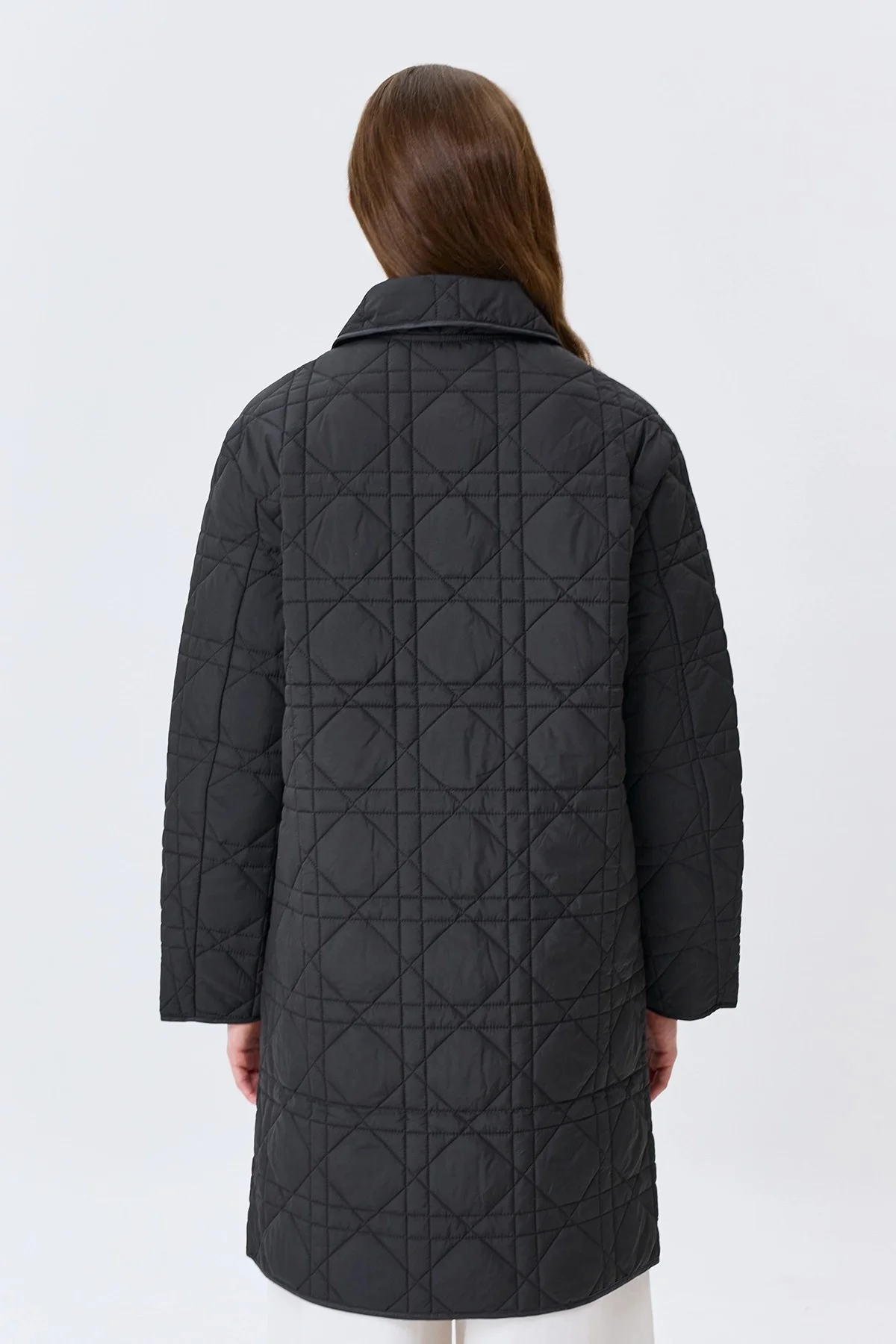 Укороченное стеганое пальто c фактурной стежкой, 48