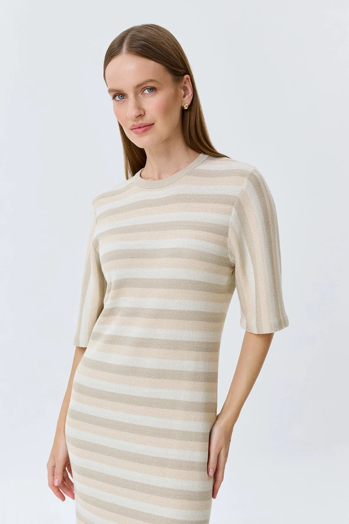 Вязаное платье в полоску, 42