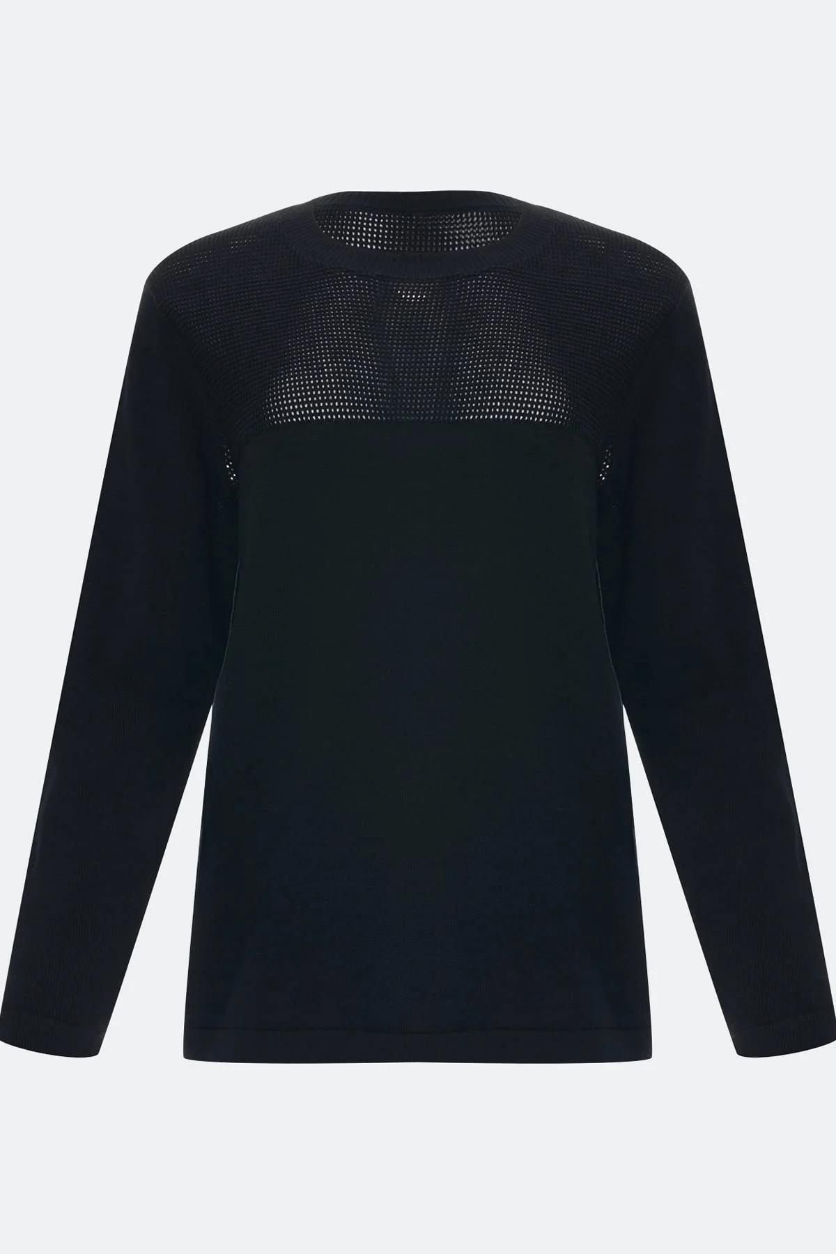 Вязаный джемпер с ажурной кокеткой, 36