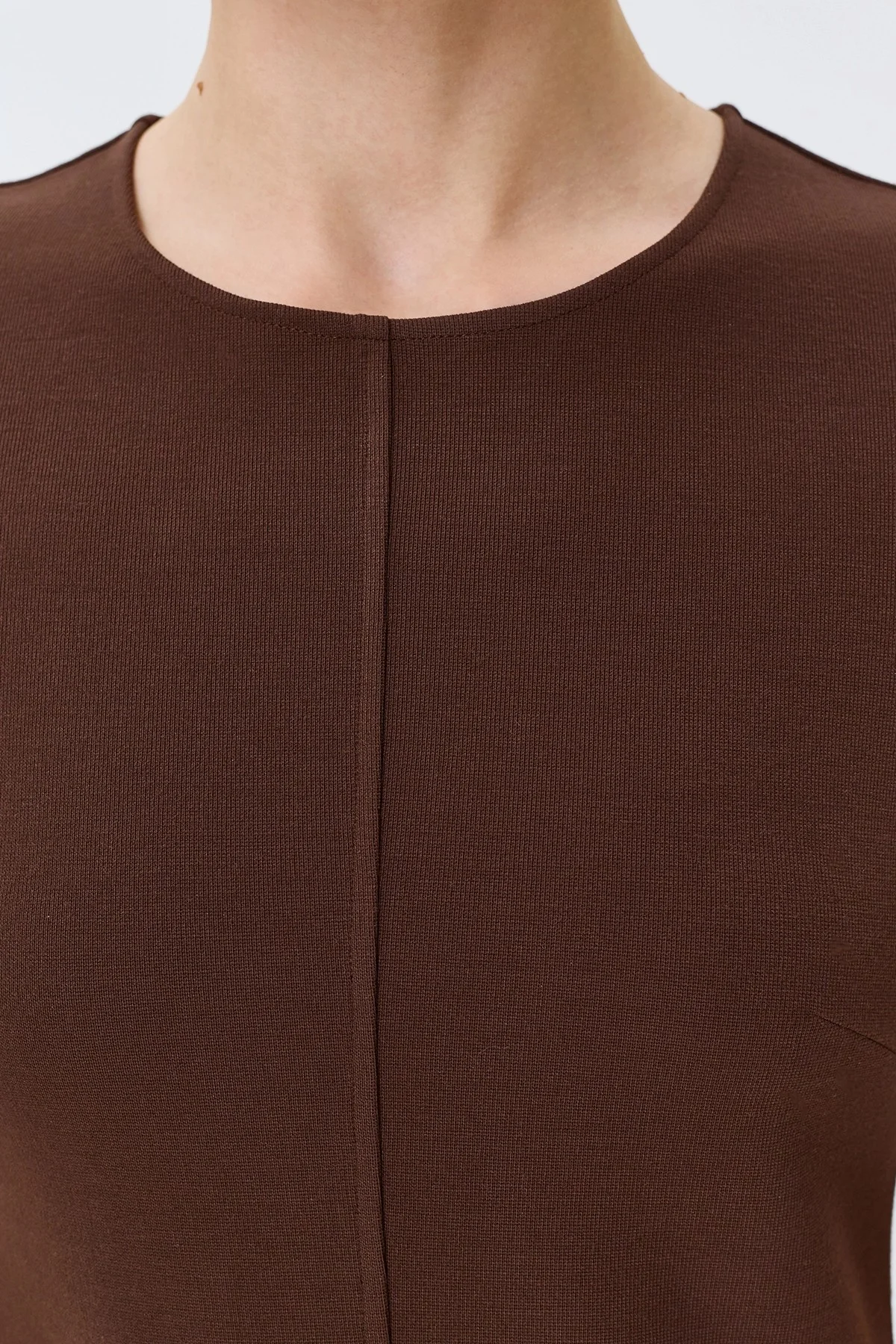 Коричневое базовое платье из смесовой вискозы, 46