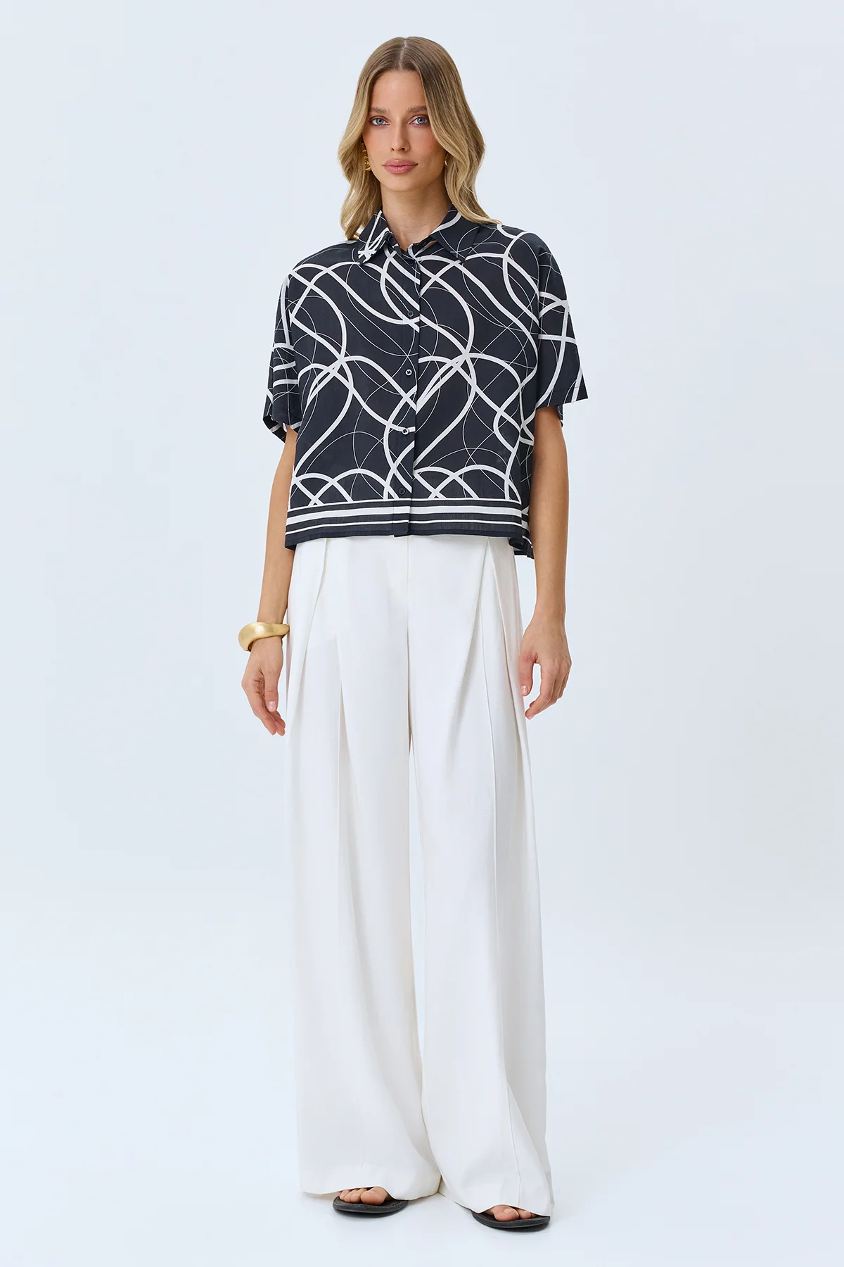 Блузка с абстрактным принтом, 44