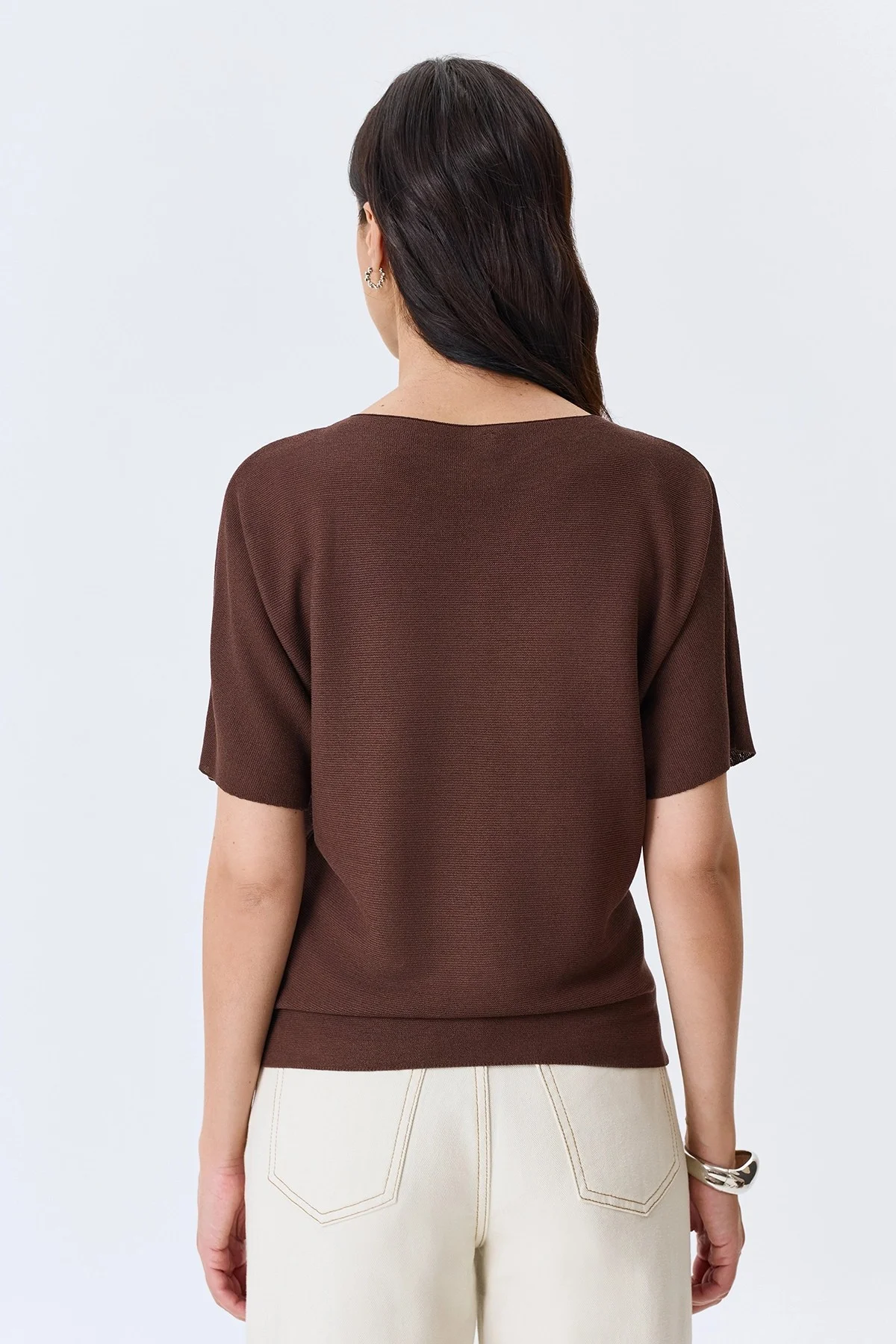 Коричневый вязаный джемпер из вискозы, 42