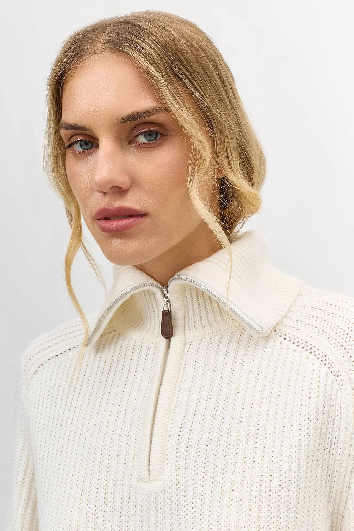 Свитер с отложным воротником на молнии, 44