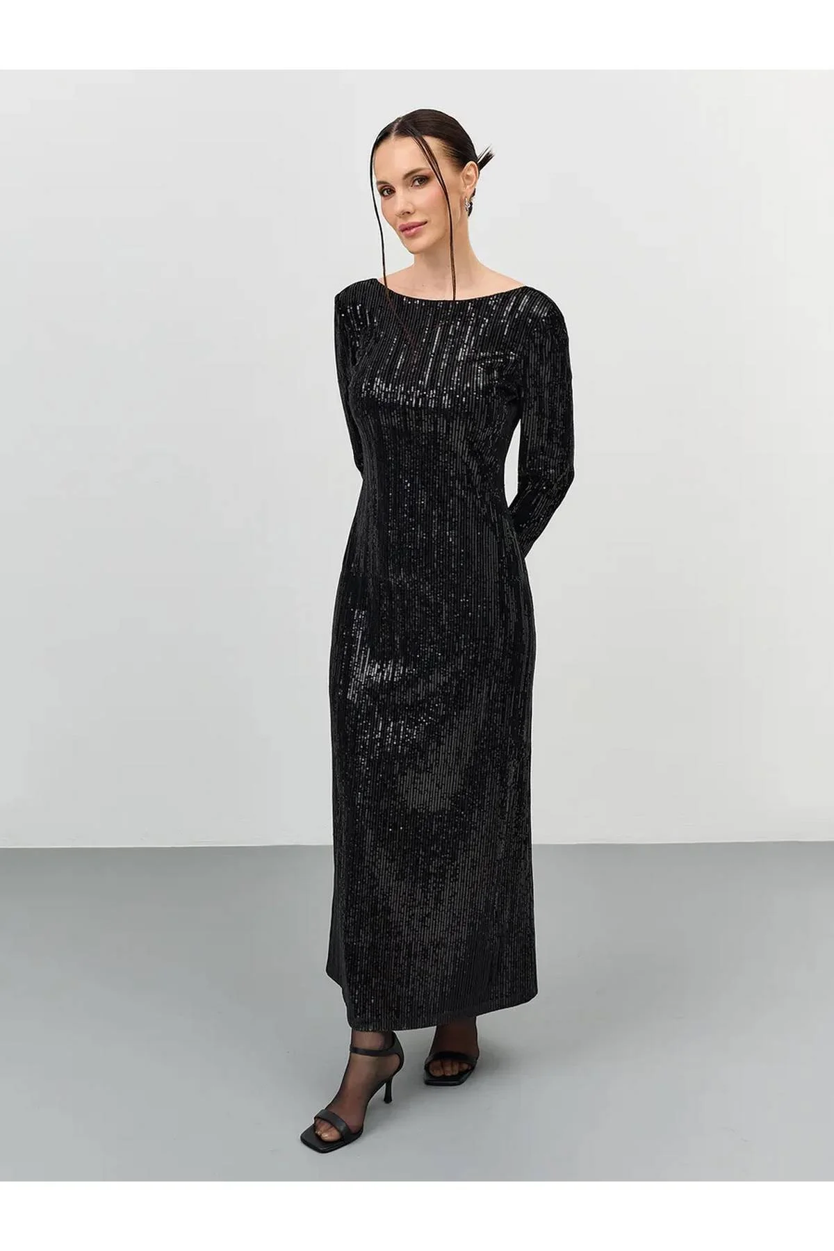 Лимитированная серия элегантное черное  вечернее платье и ремень, 52