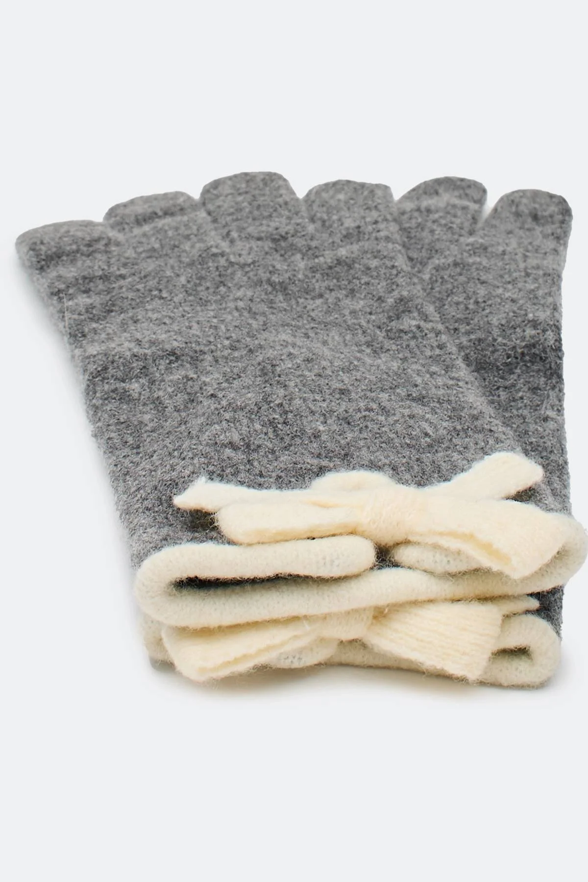 Серые вязаные перчатки с контрастной отделкой, One