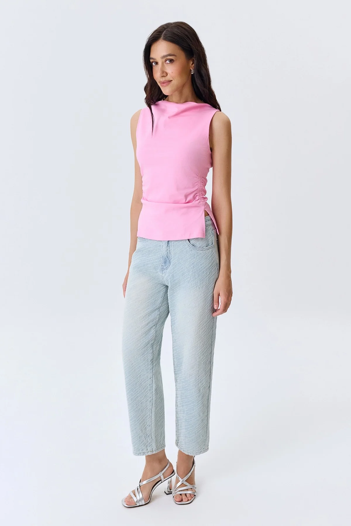 Джинсы из фактурного денима, 42