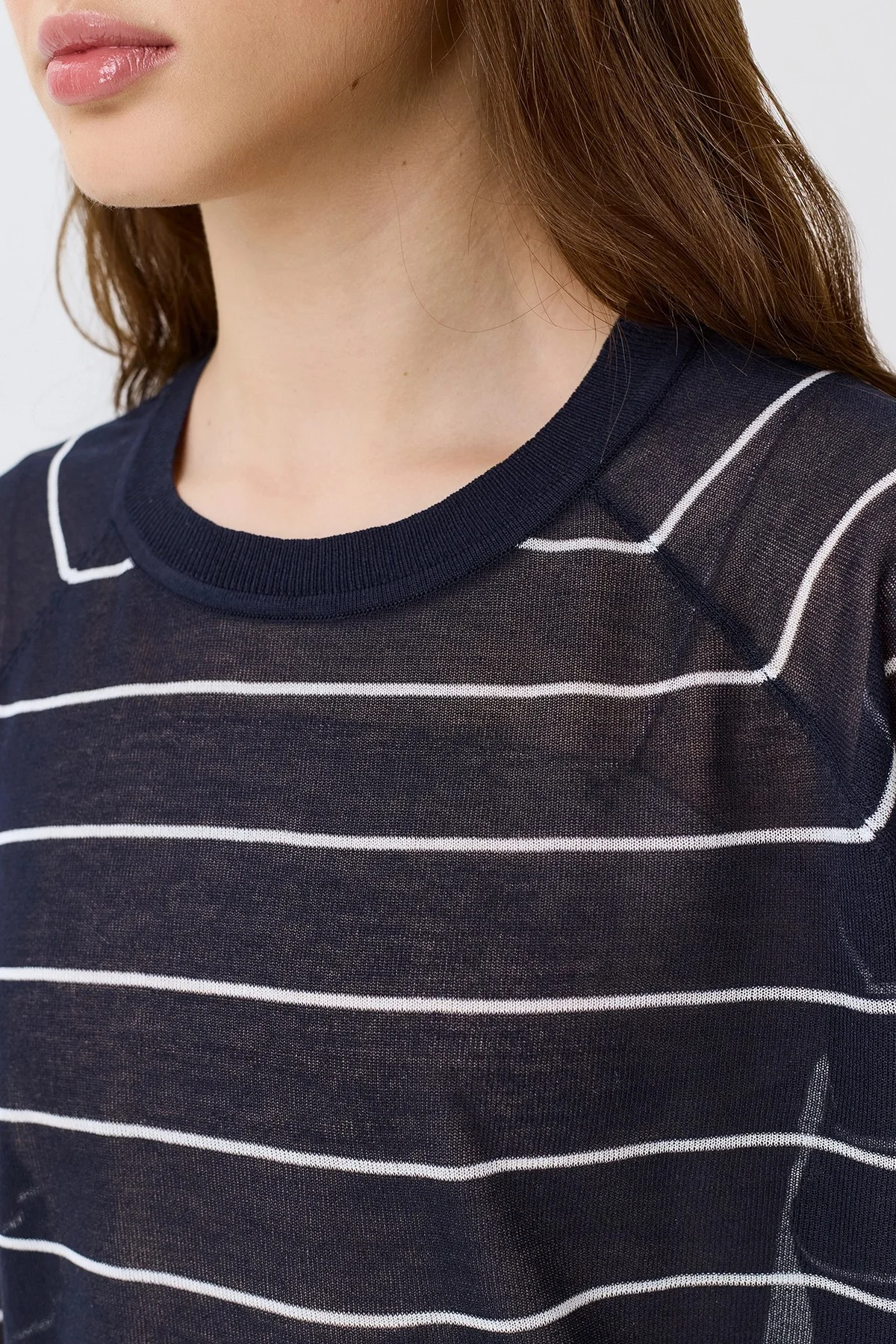 Полупрозрачный джемпер в тонкую полоску, 40