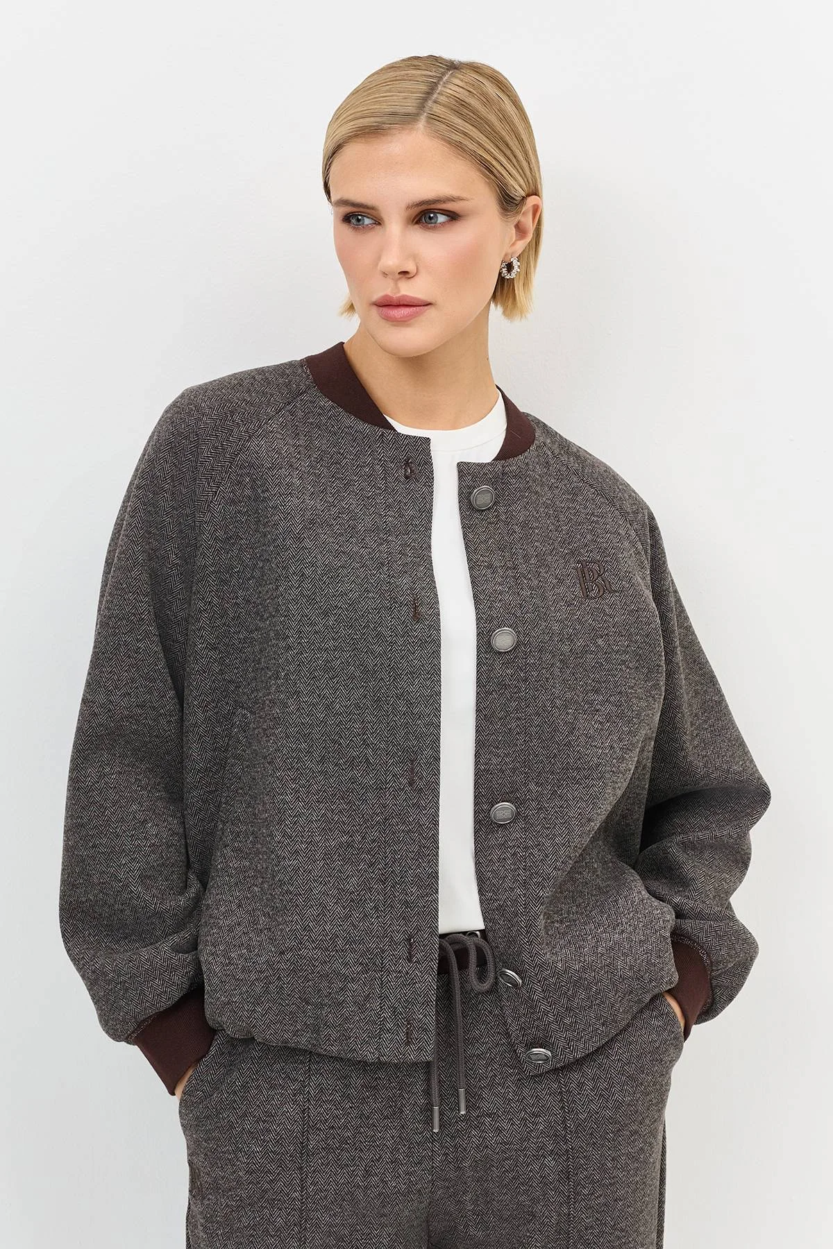 Лимитированная серия теплый бомбер с шерстью и ремень, 46