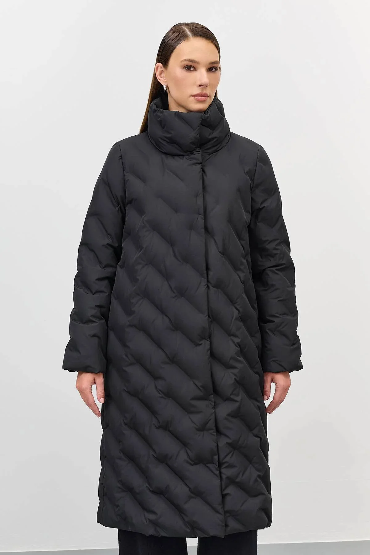 Теплое пальто с фантазийной стежкой, 48