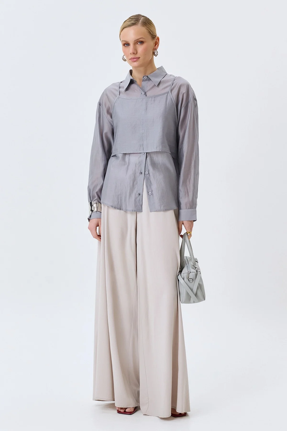 Комбинированная блузка из тенселя, 46