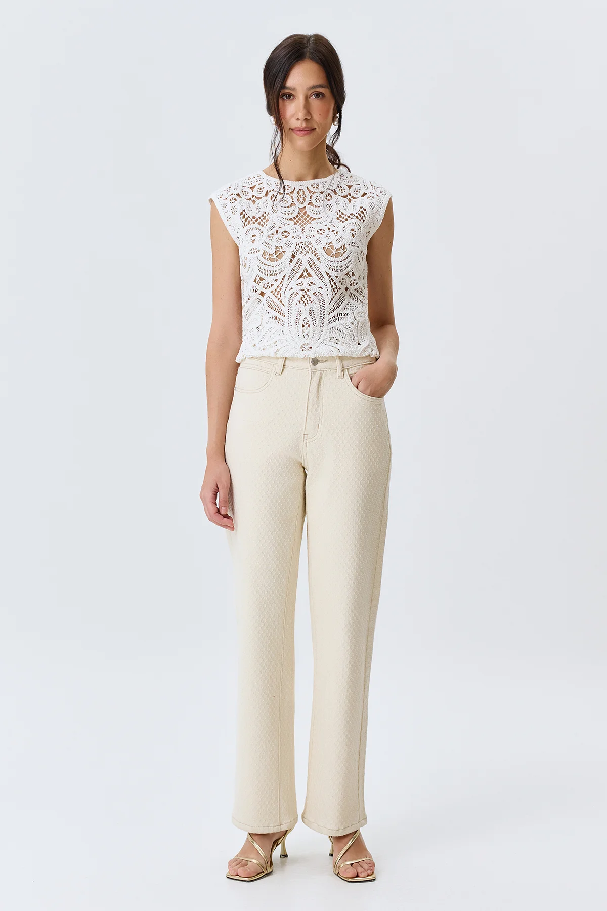 Жаккардовые джинсы прямого силуэта, 44