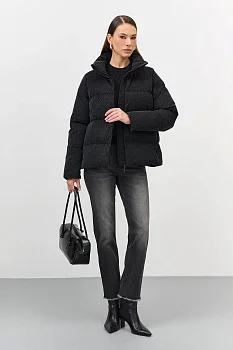 Лимитированная серия черная куртка с имитацией вязаной фактуры с палантином