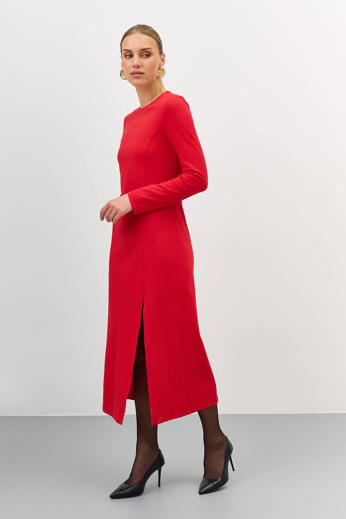 Лимитированная серия трикотажное платье с высоким разрезом и ремень, 40