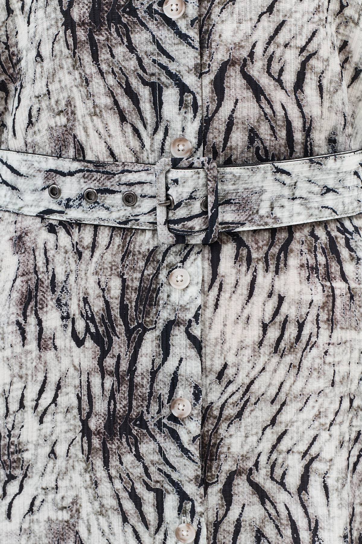 Лимитированая серия платье-рубашка из вискозы с принтом с ремнем, 34