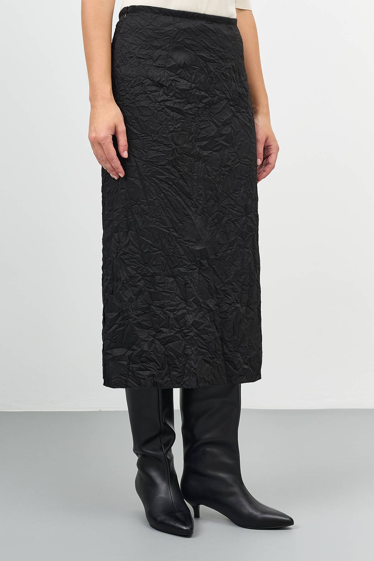 Юбка-плиссе из фактурной ткани, 40