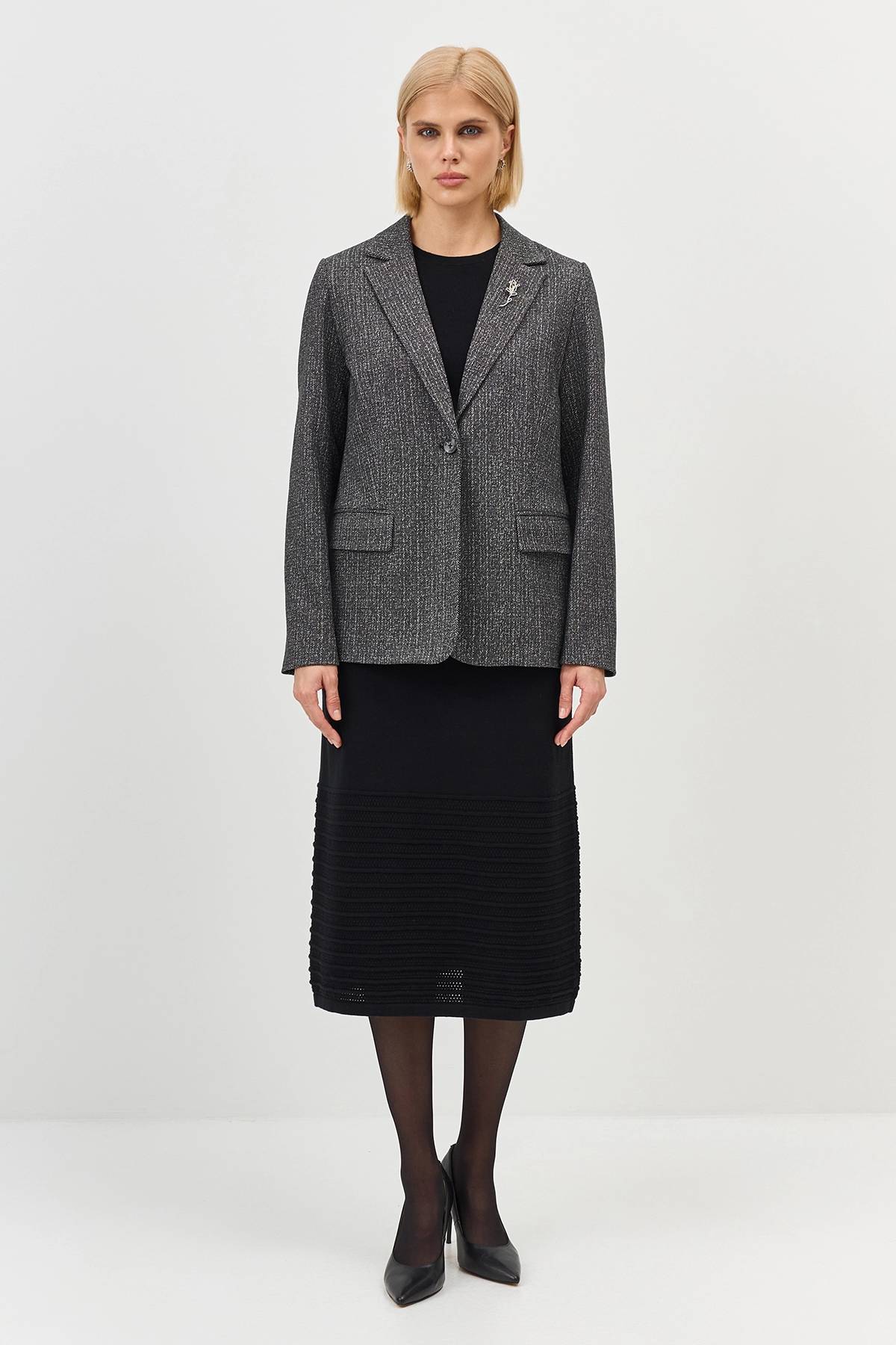 Лимитированная серия трикотажный жакет в сером цвете с ремнем, 36